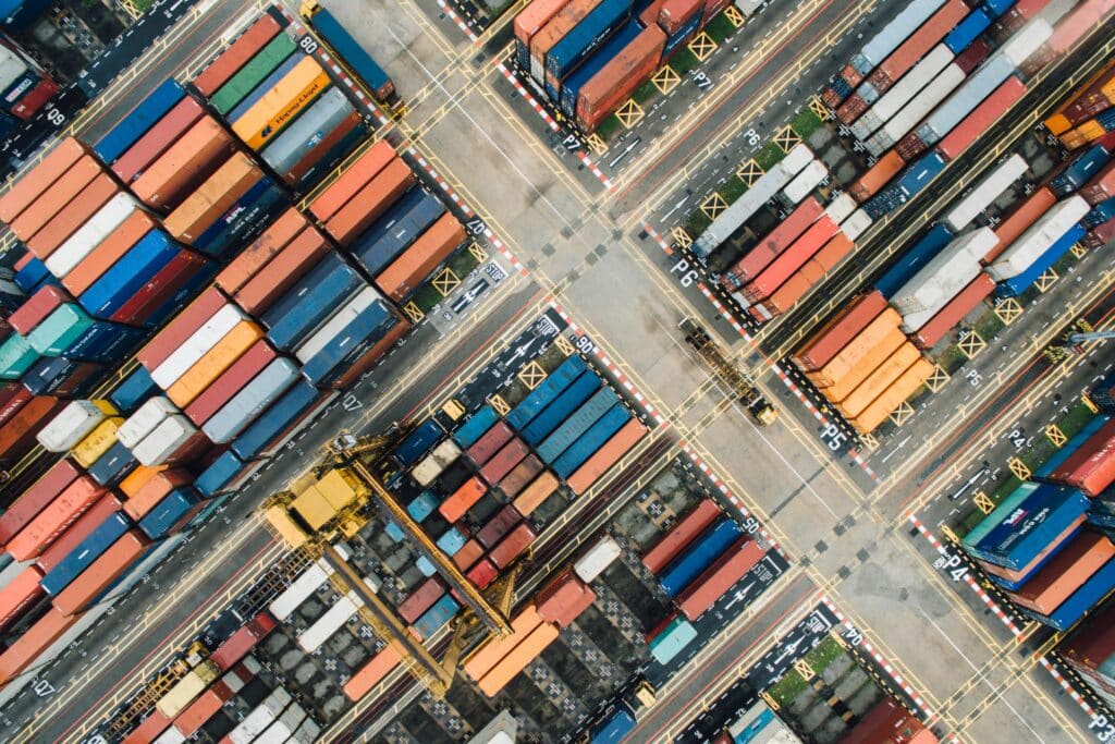 Image shows a tightly organized transportation hub